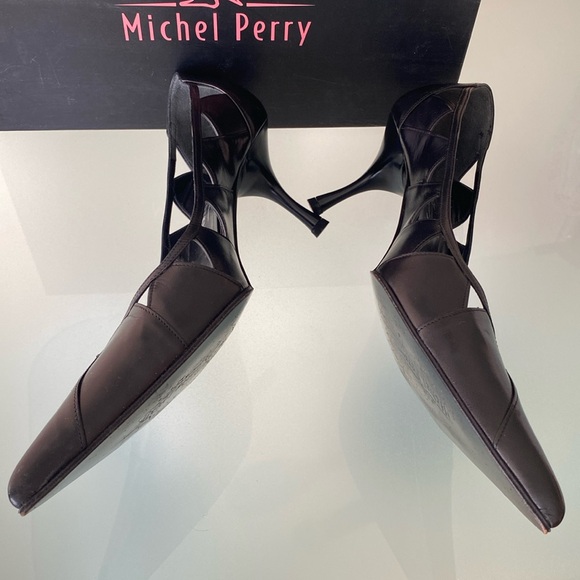 NEW Michel Perry leather SHOES/pumps,heels 8-8.5 US/ 38.5 ITALY - Picture 7 of 13